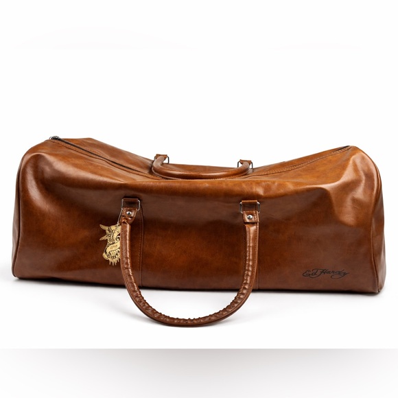 Ed Hardy Handbags - Ed Hardy Brown Leather Duffle Bag NWT Large Travel Weekender Carry On Unisex